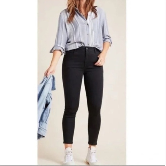 𝅺ANTHROPOLOGIE Pilcro and the Letterpress High Rise Denim Legging Jeans Black - Picture 1 of 9